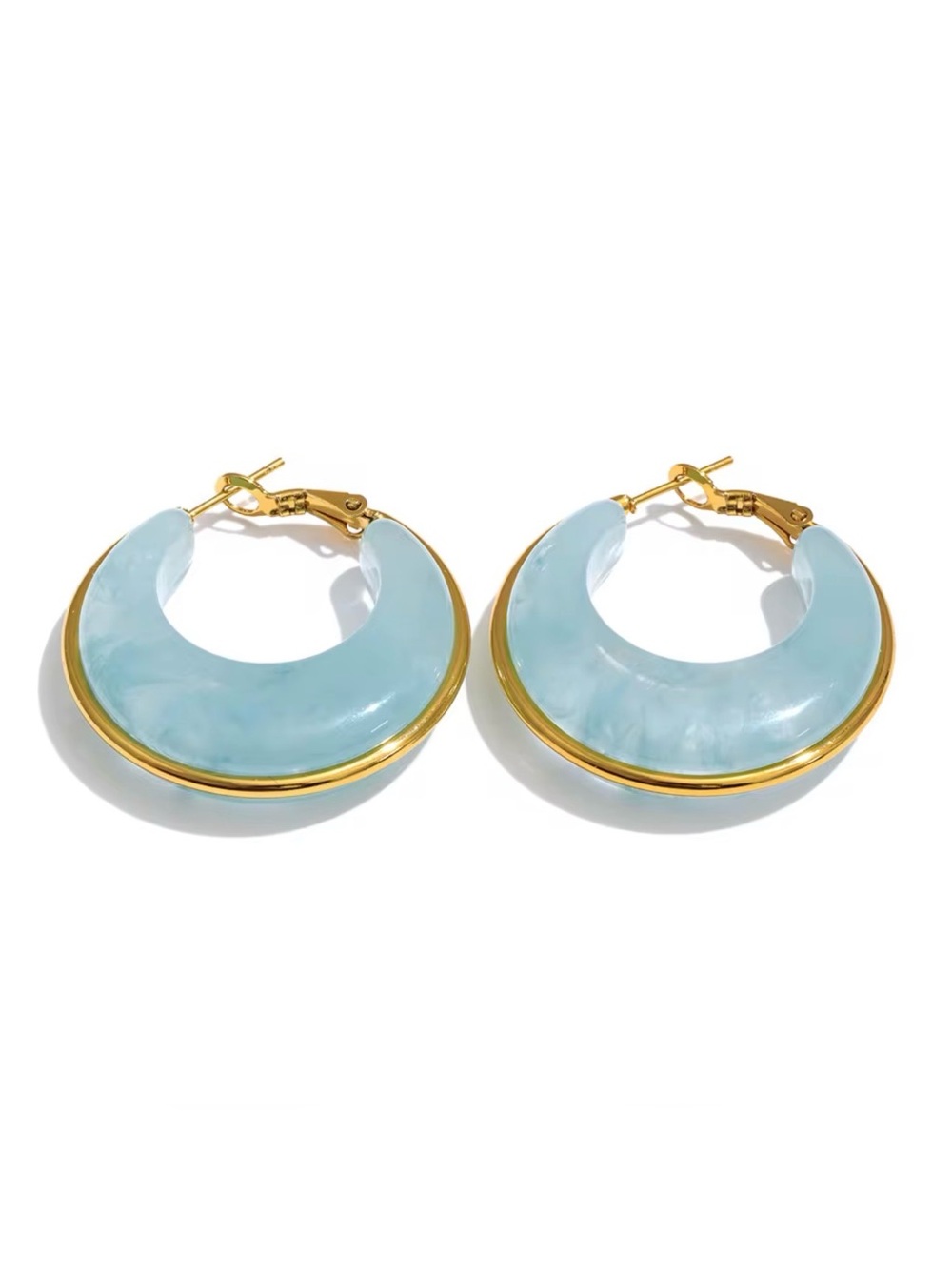 Light Blue Resin Hoop Earrings